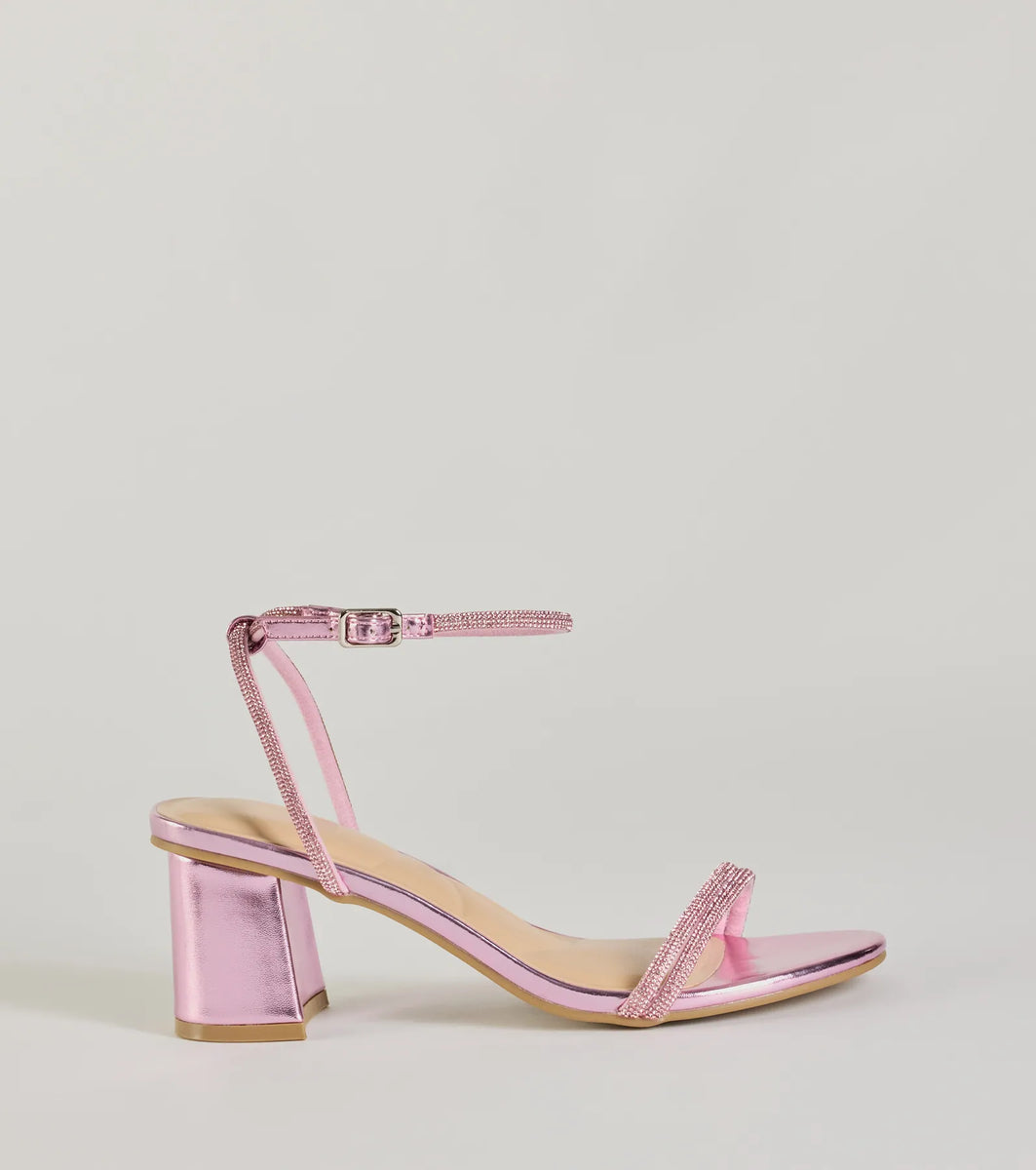 metallic block heels