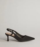 The Forever Chic Pointed-Toe Slingback Kitten Heels in black is an elevated pick for your best outfit yet, effortlessly delivering a polished look that's sure to turn heads at any celebration.