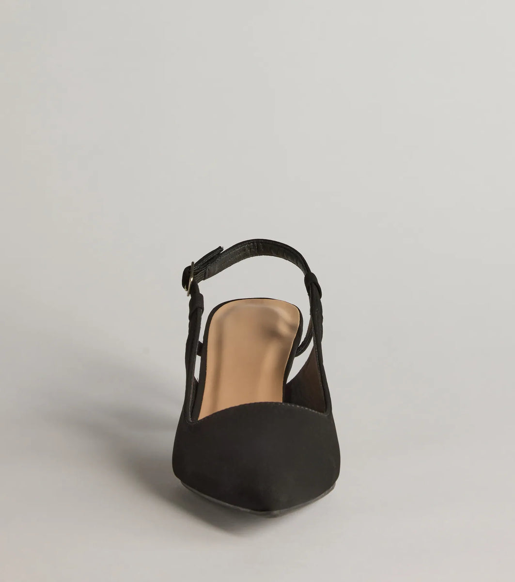pointed toe slingback kitten heels