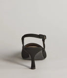 Elevate your work wardrobe with the Forever Chic Pointed-Toe Slingback Kitten Heels in black, a versatile women's shoe perfect for the office; that combines style with comfort for seamless desk-to-dinner transitions.