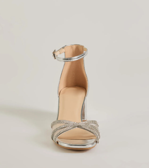 Mesmerizing Luxe Strappy Rhinestone Low-Block Heels | Windsor