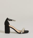 Luxe Style Pearl And Rhinestone Detail Block Heels