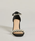 Get ready for any event with the Luxe Style Pearl And Rhinestone Detail Block Heels in black, an essential start to creating a versatile outfit for women for parties, cocktail hours, or Valentine's Day events.