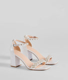 Endless Luxe Faux Pearl and Rhinestone Block Heels