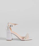 Endless Luxe Faux Pearl and Rhinestone Block Heels
