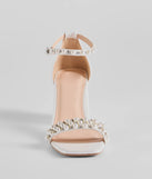 Endless Luxe Faux Pearl and Rhinestone Block Heels