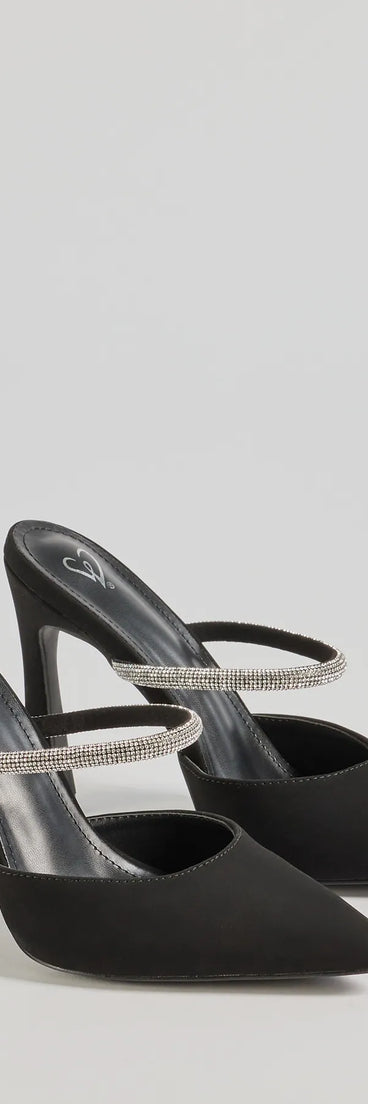 Chic Shine Rhinestone Strap Stiletto Pumps