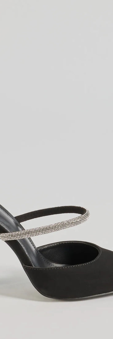 Chic Shine Rhinestone Strap Stiletto Pumps
