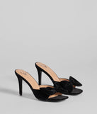 Adorably Luxe Velvet Bow Strap Stiletto Mules