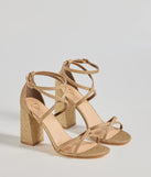 Glitzy Strut Glitter Mesh Block Heels