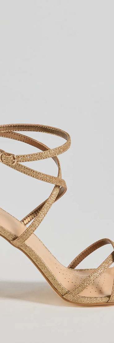 Glitzy Strut Glitter Mesh Block Heels