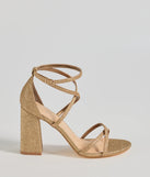 Glitzy Strut Glitter Mesh Block Heels