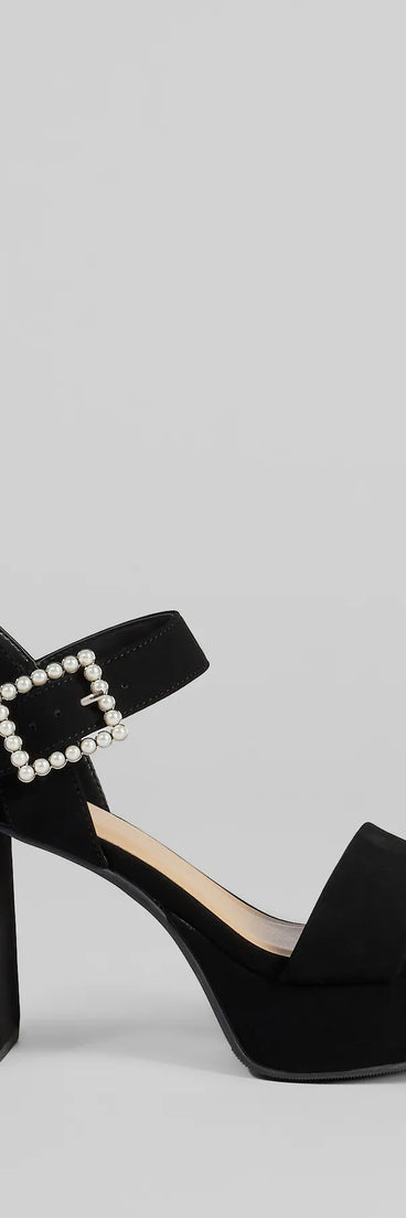 Dazzling Grace Faux Pearl Platform Heels