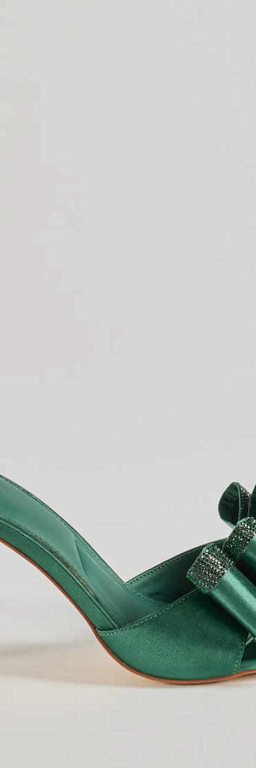 Dazzling Glam Rhinestone Bow Satin Stiletto Heels