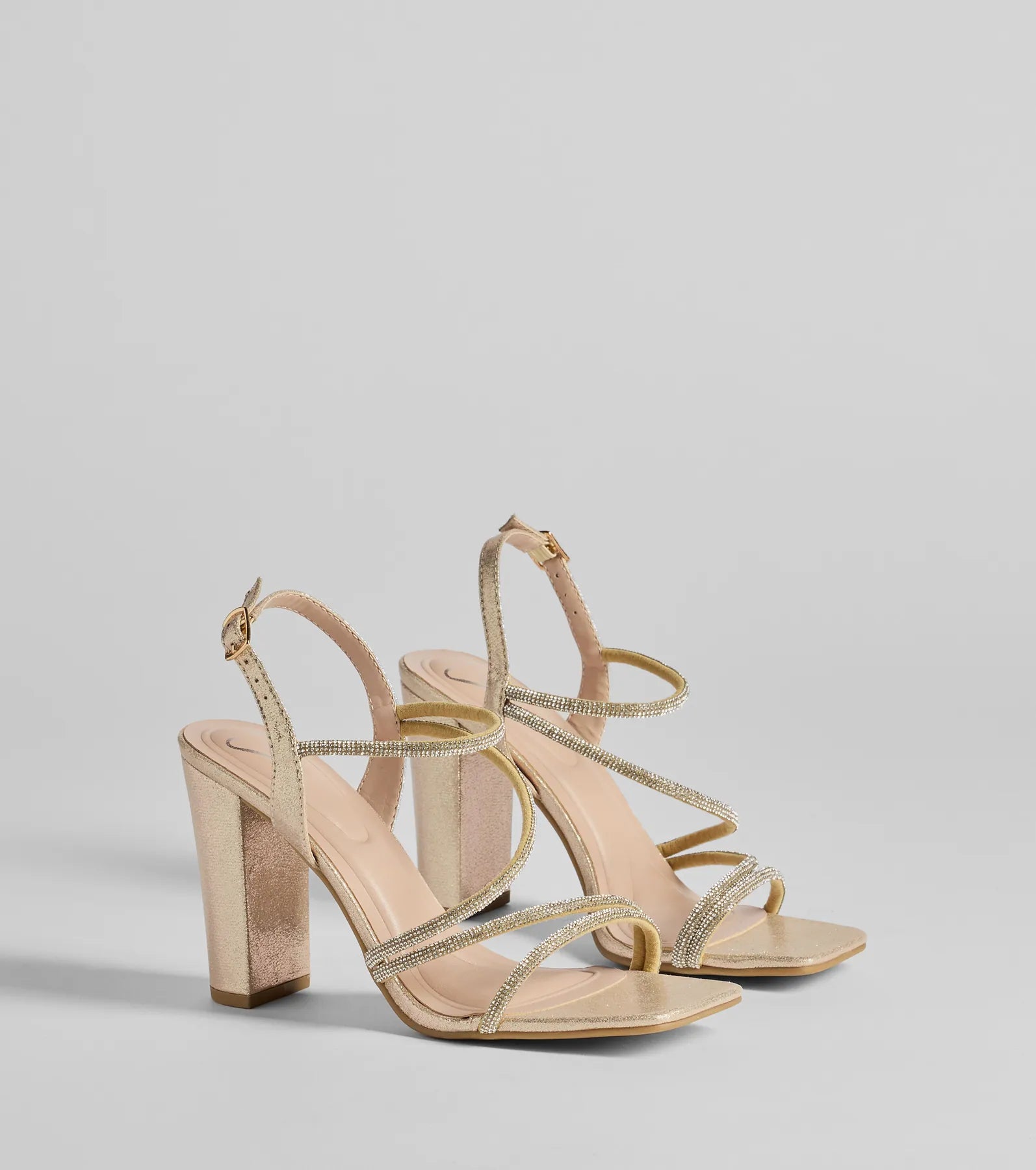 Glam Status Rhinestone Glitter Mesh Block Heels | Windsor