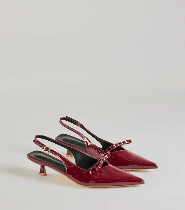 Adorably Sleek Bow Strap Kitten Heel Pumps Windsor
