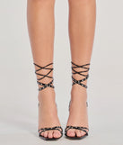 Upgrade your style game for 2025 with the Laced Up Rhinestone Stiletto Heels in black, perfect for any fashion-forward wardrobe.