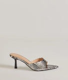 Elevate your work wardrobe with the Sassy Impression Snake Print Stiletto Mules in snake, a versatile women's shoe perfect for the office; that combines style with comfort for seamless desk-to-dinner transitions.