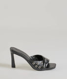 Trendy Twist Strap Stiletto Mules, a trendy black addition to women's going-out outfits, is ideal for Christmas party outfits, chic NYE attire, or winter night-out looks that keep you on-trend!