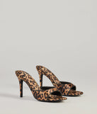 Ever So Fierce Leopard Satin Stiletto Mules