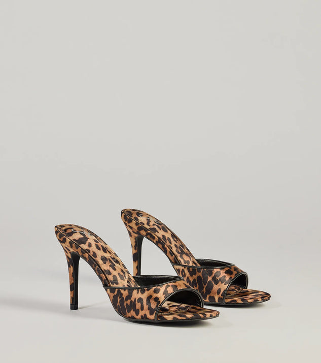 Ever So Fierce Leopard Satin Stiletto Mules | Windsor