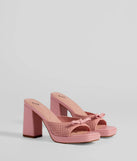 Stay on-trend this season with the Cute Vibes Bow Platform Knit Mules in pink, a must-have for creating stylish and effortless spring outfits for women.