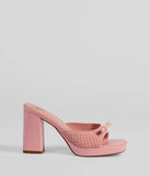 Stay on-trend this season with the Cute Vibes Bow Platform Knit Mules in pink, a must-have for creating stylish and effortless spring outfits for women.