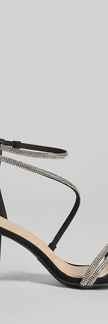 Language Of Glam Rhinestone Strap Block Heels