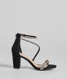 Language Of Glam Rhinestone Strap Block Heels