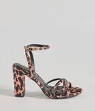Sassy Rhinestone Strappy Leopard Print Block Heels