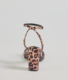 Sassy Rhinestone Strappy Leopard Print Block Heels