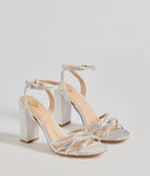 Step Out And Sparkle Rhinestone Strappy Block Heels
