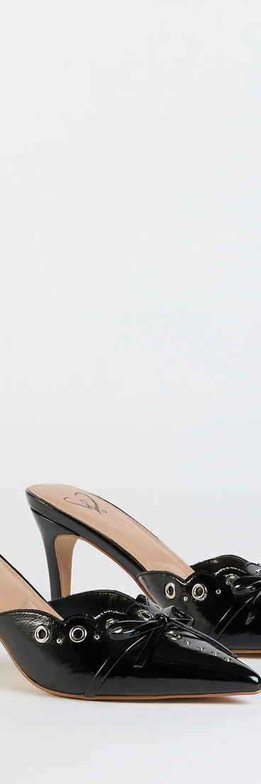 Step into style with the Sweetest Gift Closed Toe Bow Stiletto Pumps, black heels made to complete your Windsor look with comfort and glam in mind.