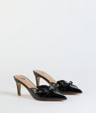 The Sweetest Gift Closed Toe Bow Stiletto Pumps in black brings sleek style to any graduation outfit, from cap and gown to after-party.