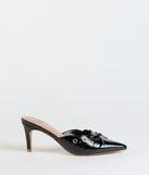 The Sweetest Gift Closed Toe Bow Stiletto Pumps in black brings sleek style to any graduation outfit, from cap and gown to after-party.