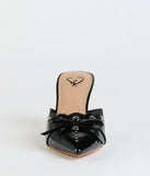 The Sweetest Gift Closed Toe Bow Stiletto Pumps in black brings sleek style to any graduation outfit, from cap and gown to after-party.