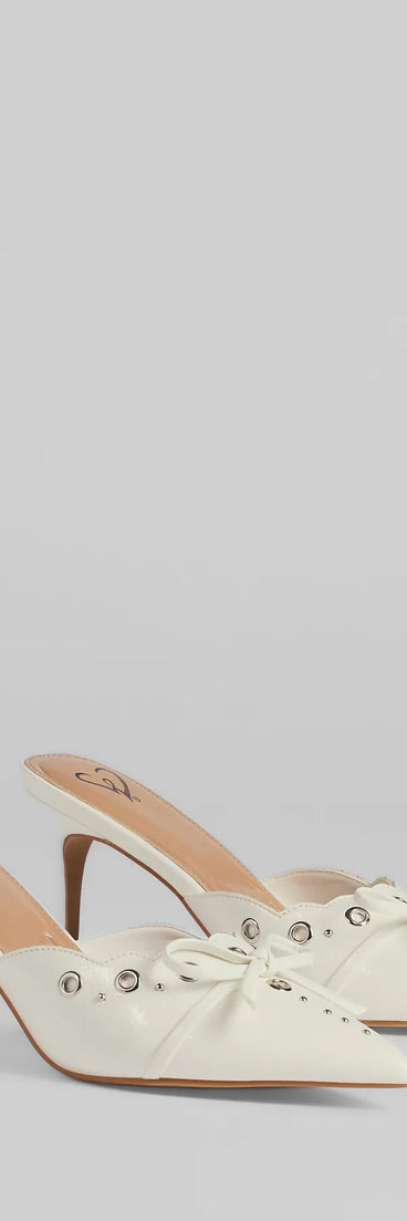 Step into style with the Sweetest Gift Closed Toe Bow Stiletto Pumps, white heels made to complete your Windsor look with comfort and glam in mind.