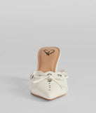 The Sweetest Gift Closed Toe Bow Stiletto Pumps in white brings sleek style to any graduation outfit, from cap and gown to after-party.