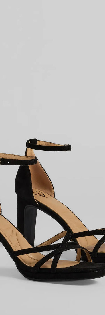 Step into style with the Elevated Strappy Block Heels, black heels made to complete your Windsor look with comfort and glam in mind.