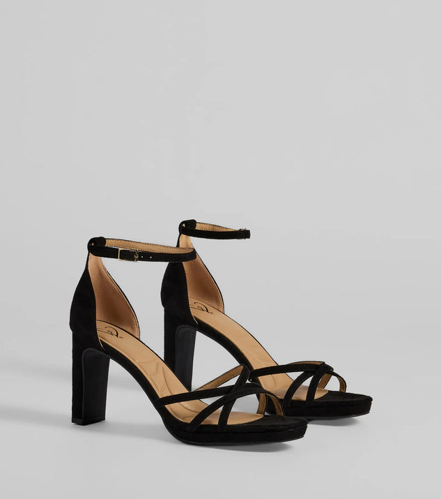 Whether you're dressing up for a romantic date or a Galentine's event, the Elevated Strappy Block Heels in black are the perfect accessory to elevate your Valentine's Day outfit.