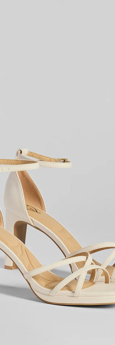 Step into style with the Elevated Strappy Block Heels, ivory heels made to complete your Windsor look with comfort and glam in mind.
