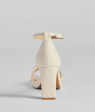 Whether you're dressing up for a romantic date or a Galentine's event, the Elevated Strappy Block Heels in ivory are the perfect accessory to elevate your Valentine's Day outfit.