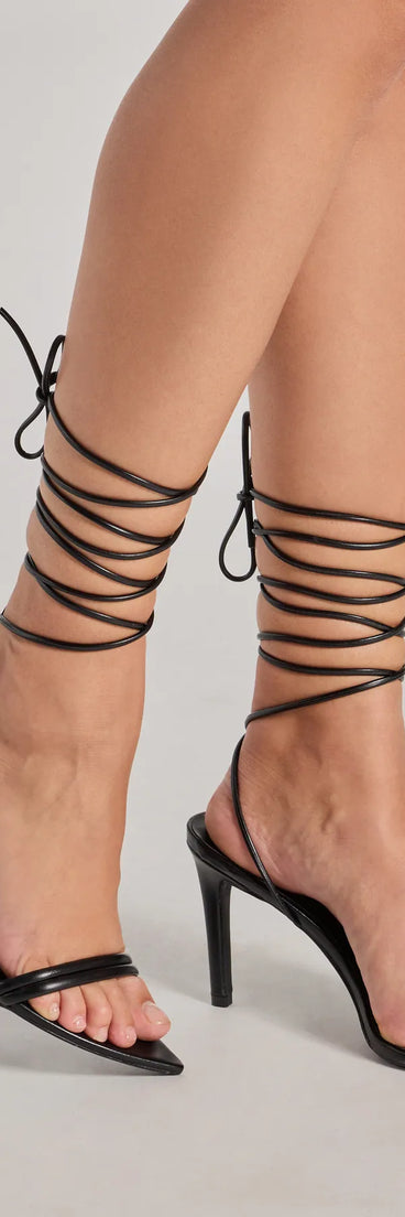Elevate your work wardrobe with the It Girl Faux Leather Lace-Up Stiletto Heels in black, a versatile women's shoe perfect for the office; that combines style with comfort for seamless desk-to-dinner transitions.