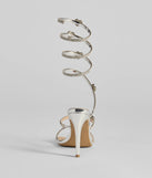 Sparkly Stride Metallic Spiral Strap Stiletto Heels