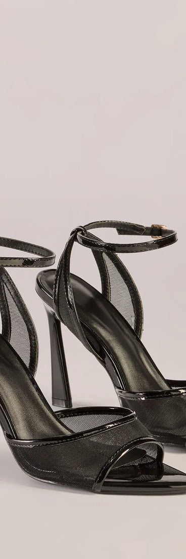 Edgy Glam Stiletto Mesh Heels