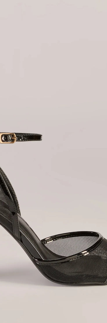 Edgy Glam Stiletto Mesh Heels