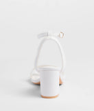 Stay on-trend this season with the Step Into Chic Strappy Block Heels in white, a must-have for creating stylish and effortless spring outfits for women.