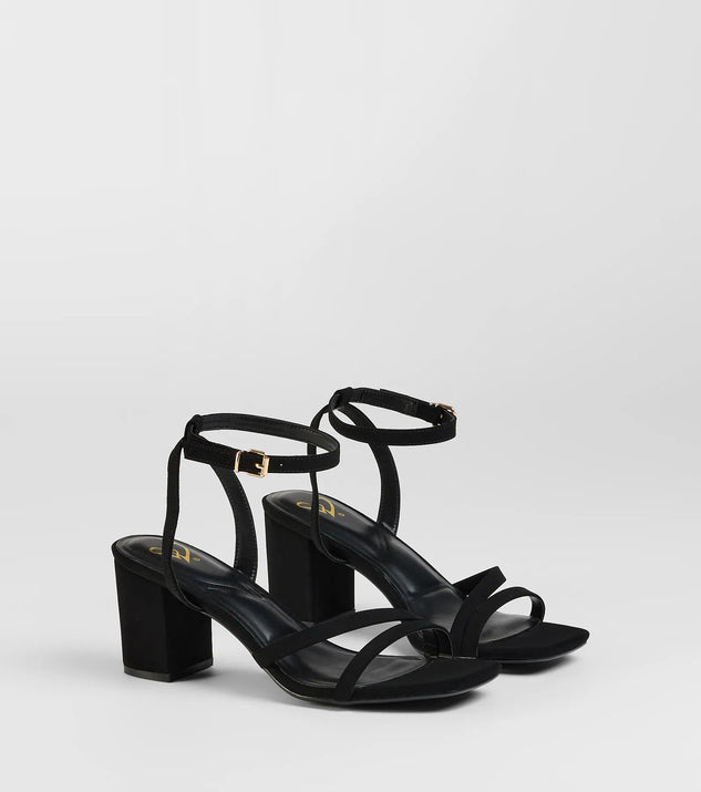 Stay on-trend this season with the Step Into Chic Strappy Block Heels in black, a must-have for creating stylish and effortless spring outfits for women.