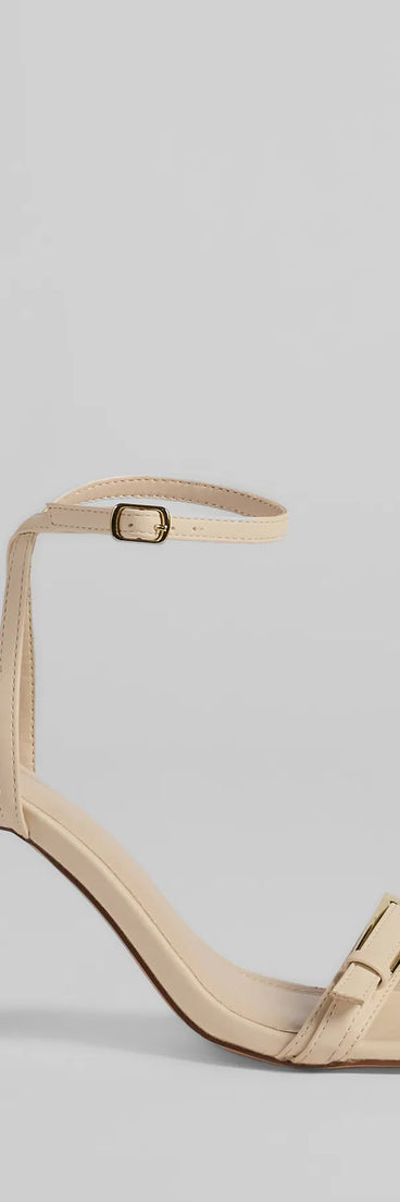 Elevate warm-weather looks with Buckled Up Stiletto Heels in ivory, a pair of trendy sandals bringing chic, modern flair to every step.