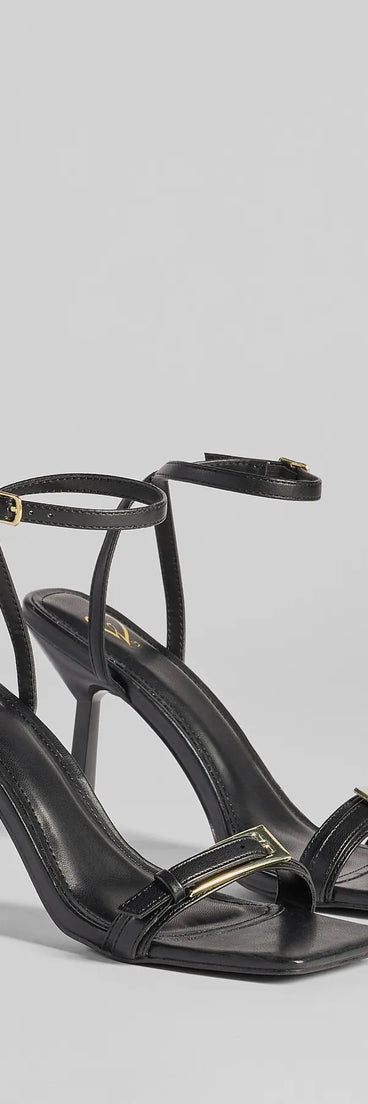 Step into style with the Buckled Up Stiletto Heels, black heels made to complete your Windsor look with comfort and glam in mind.